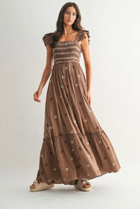 Alice Floral Maxi Dress - Brown