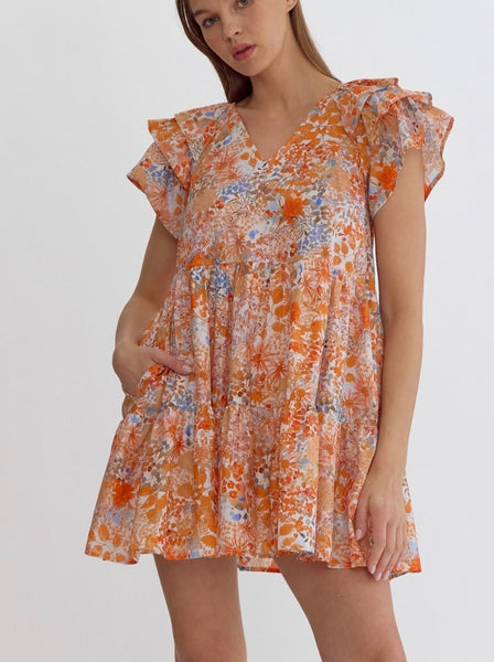 Catalina Mini Dress - Orange Combo