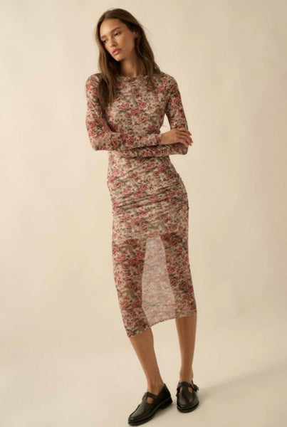 Kennedy Floral Mesh Dress - Cream