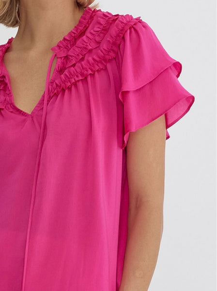 Elizabeth Ruffle Top - Pink