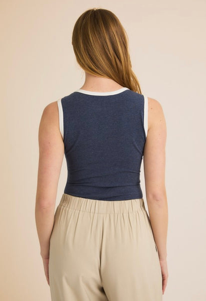 Luna Sleeveless Bodysuit - Navy