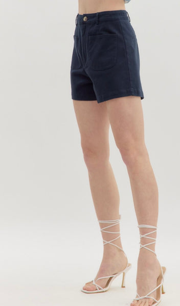 Olivia Patch Pocket Shorts - Navy