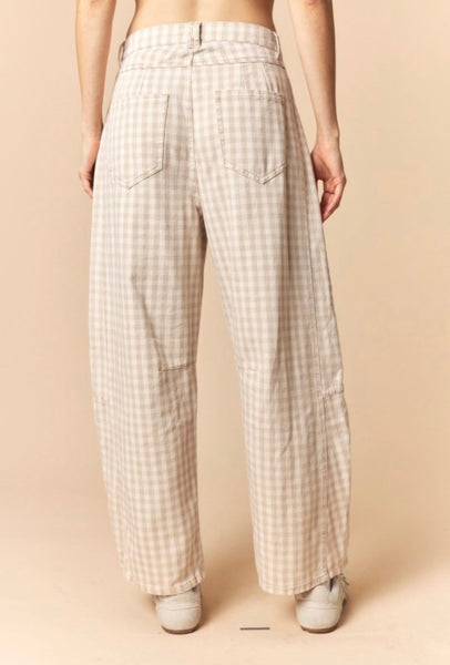 Football Daze Gingham Barrel Jeans