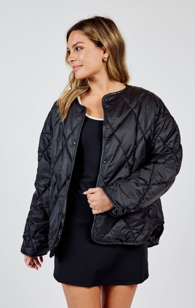 Sadie & Sage - Dewdrop Quilted Puffer Jacket - Black