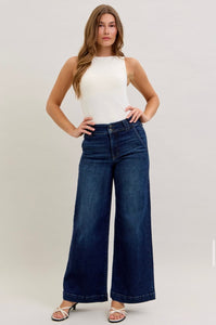 Judy Blue - High Waist Wide Leg Trouser Dark Wash Denim