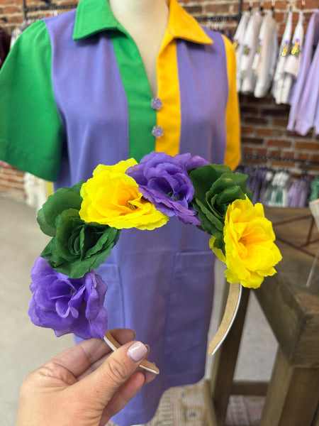 Mardi Gras Floral Headband