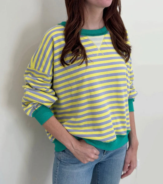 Mardi Gras Pastel Stripe Crewneck Sweatshirt