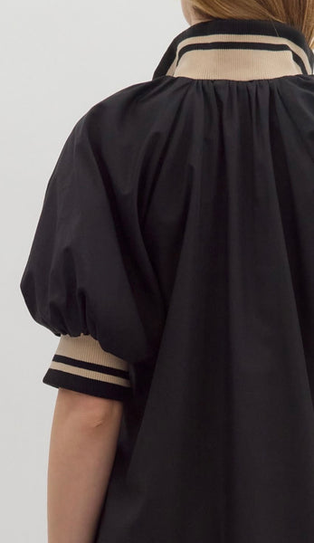 Sadie Puff Sleevee Mini Dress - Black