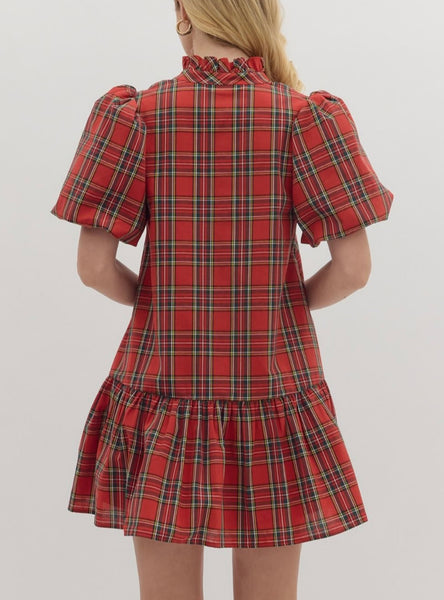 Genesis Plaid Mini Dress - Red