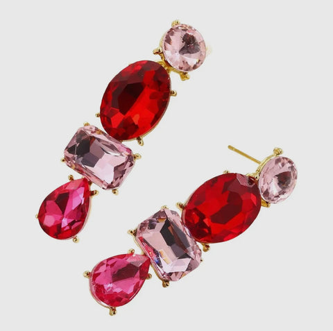 [PREORDER] Time To Sparkle Statement Earrings - Red
