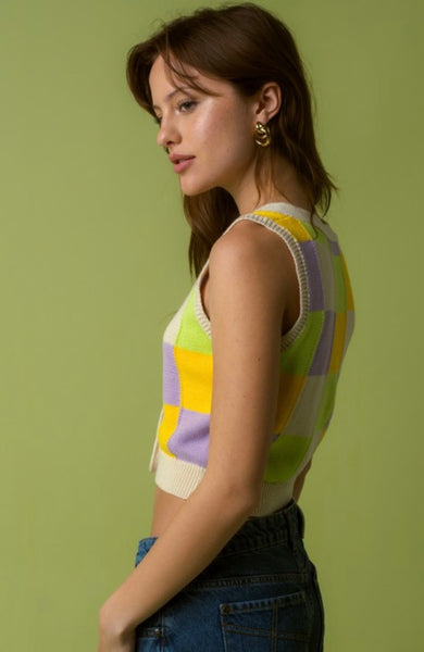 Thea Cropped Color Block Vest