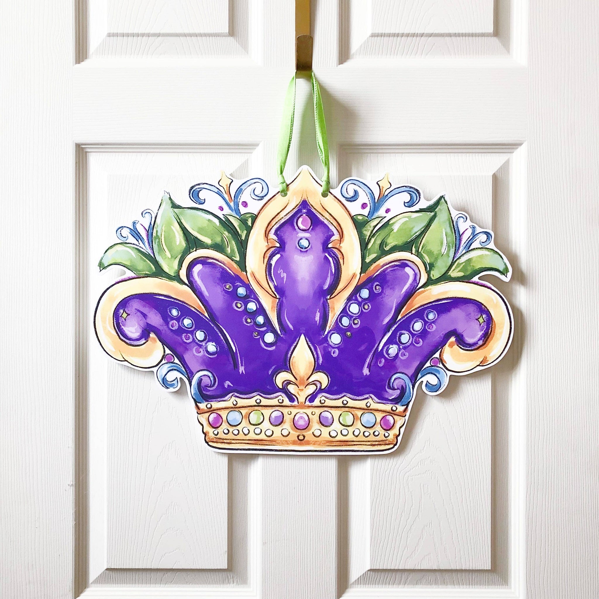 Home Malone - Carnival Queen Crown Mardi Gras Door Hanger - New Orleans