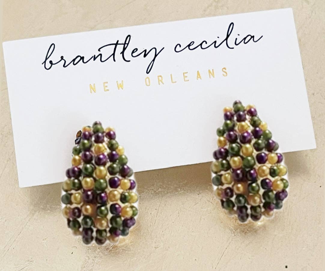 Brantley Cecilia - Mardi Gras Drop Earrings - Pearl