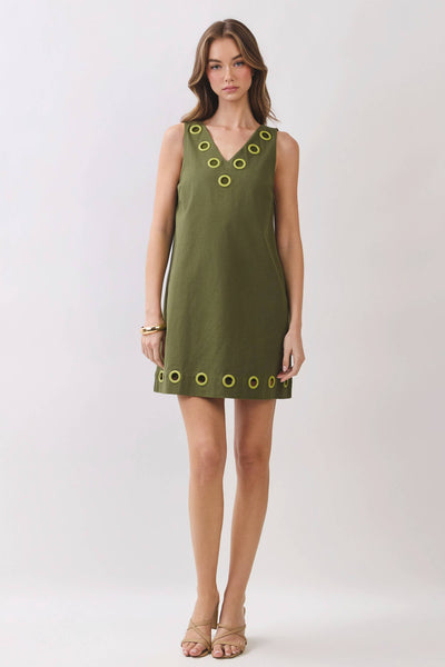 Vera Shift Mini Dress - Olive