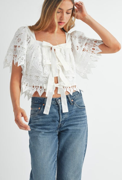 Mable - Crochet Lace Top - Off White