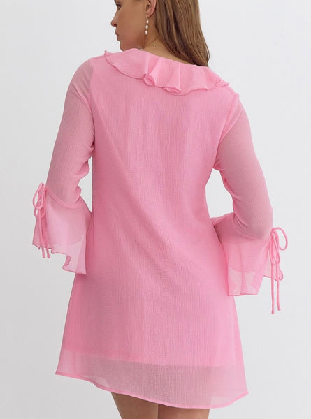 Mia Ruffle Sleeve Dress - Pink