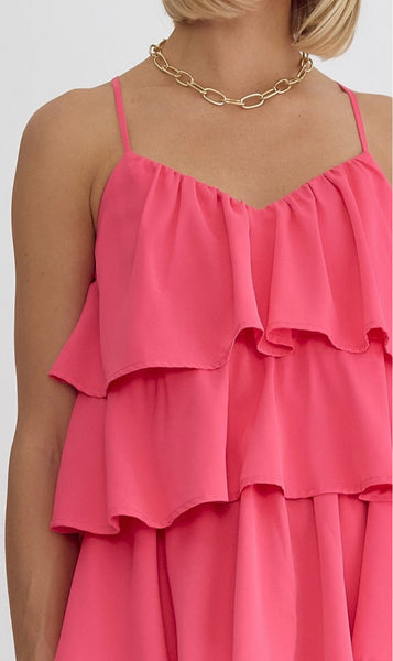 Sofia Ruffle Romper - Pink