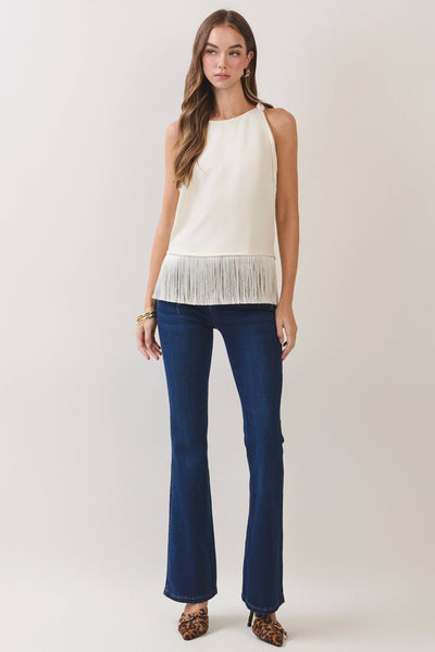 Chloe Fringe Hem Top - Cream