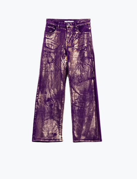 Dolphin Ct Wide Leg Denim - Purple Metallic