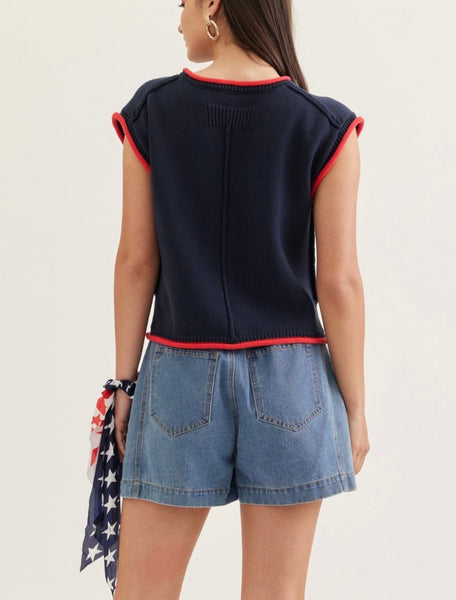 USA Knit Top - Navy