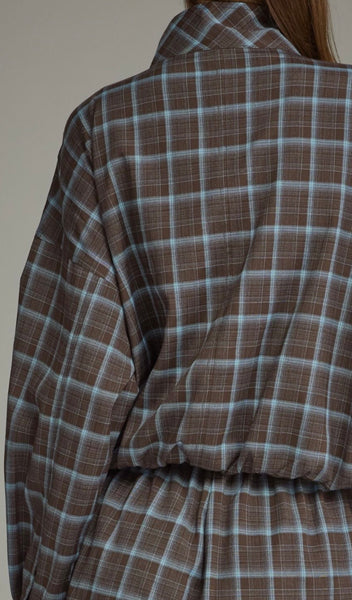 Ezra Plaid Jacket - Brown/Blue