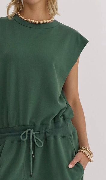 Olivia Open Back Jumpsuit - Hunter Green