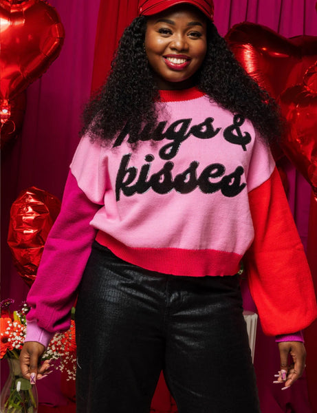 Queen of Sparkles - Pink Colorblock Hugs & Kisses Sweater