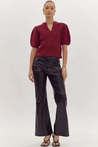 Riley Sweater Top - Burgundy