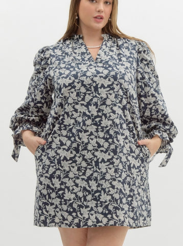 Filmore St Floral Mini Dress - Navy