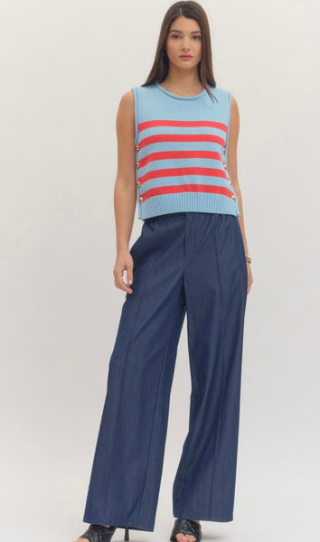 Gemma Side Button Top - Blue