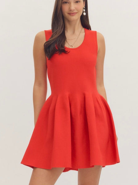 Olivia Solid Dress - Red