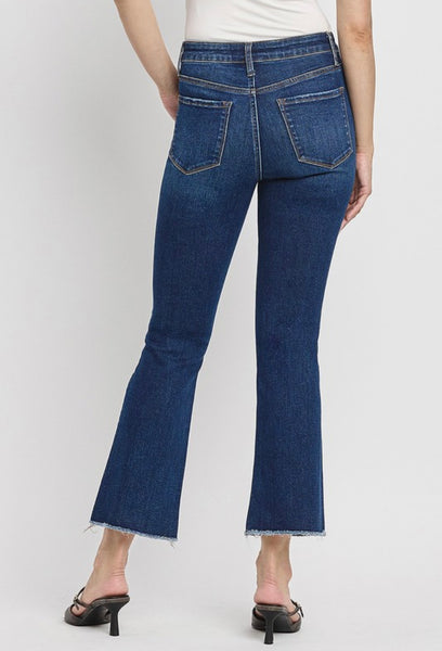 Lovervet - High Rise Raw Hem Kick Flare Denim