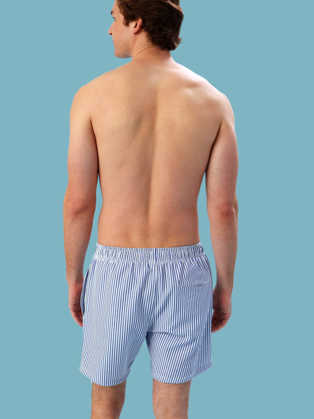 Men's Seersucker Swim Trunks - Blue