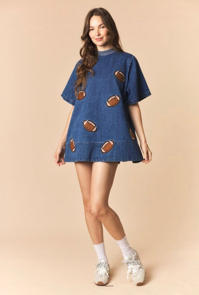 Football Season Denim Miini Dress