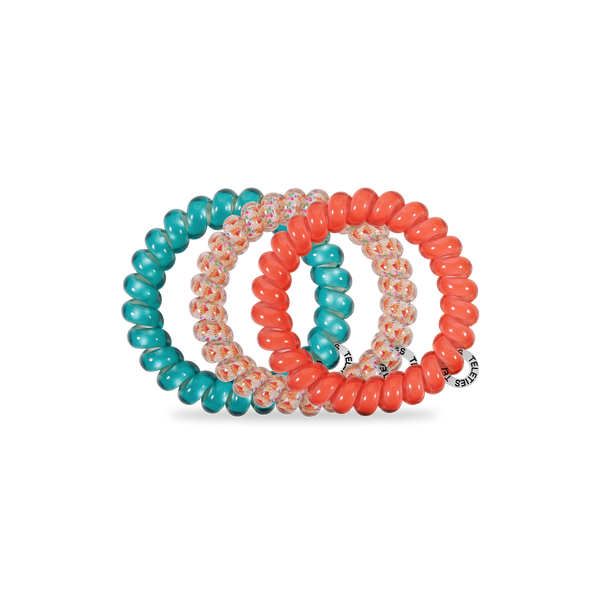 TELETIES - Spiral Hair Coils - Coral Craze Hair Ties - Large