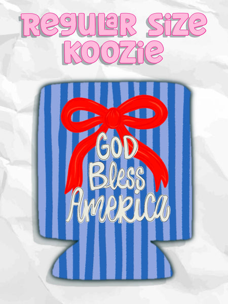God Bless America Bow Koozie - Can