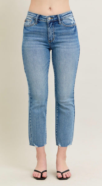 Judy Blue - Medium Rise Kick Flare Denim - Vintage Wash