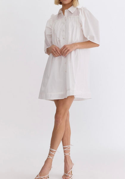 South America Collar Dress - White