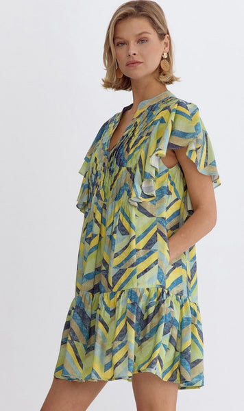 Samantha Mini Dress - Yellow Combo