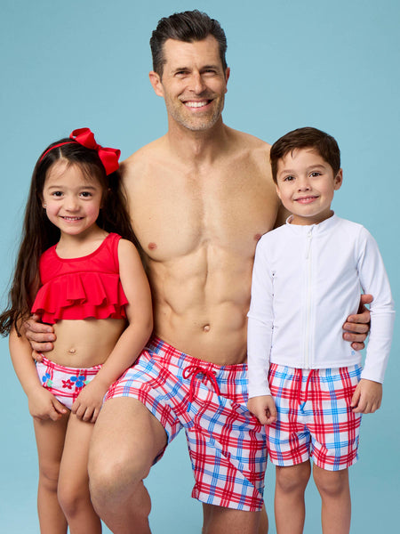 Men's Plaid Swim Trunks