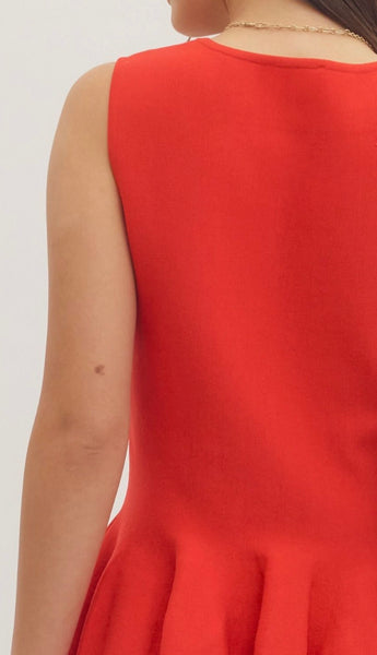 Olivia Solid Dress - Red