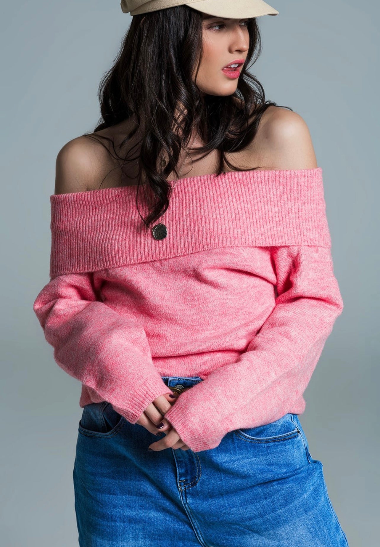 Kentucky Boat Neck Sweater Top - Pink