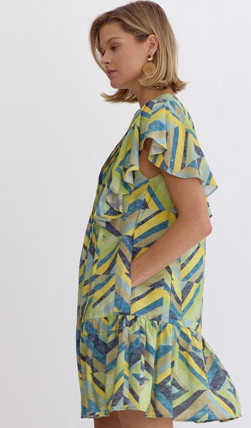 Samantha Mini Dress - Yellow Combo