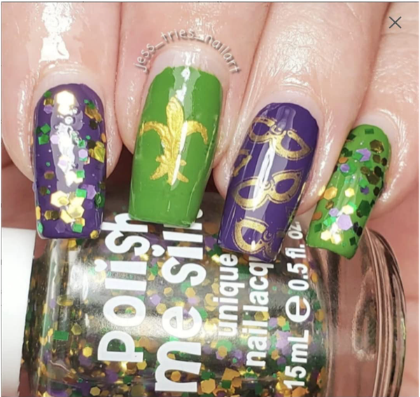 Polish Me Silly - Mardi Gras Glitter Top Coat Nail Polish