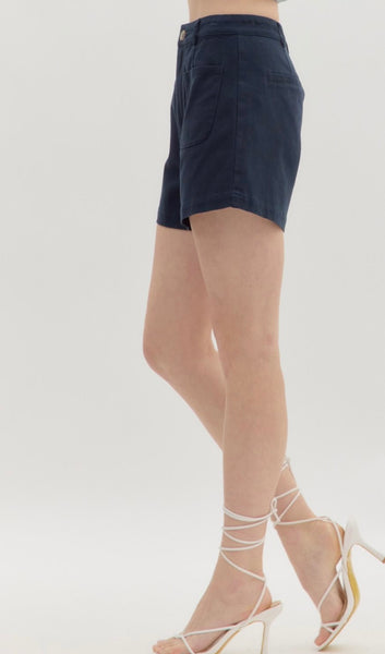Olivia Patch Pocket Shorts - Navy