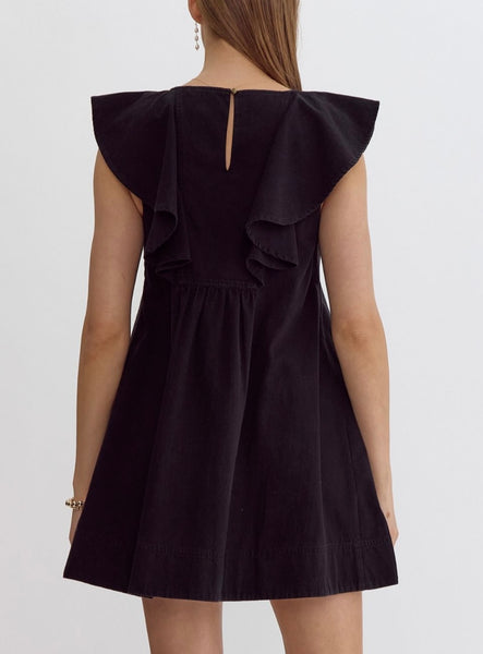 Stella Ruffle Mini Dress - Black