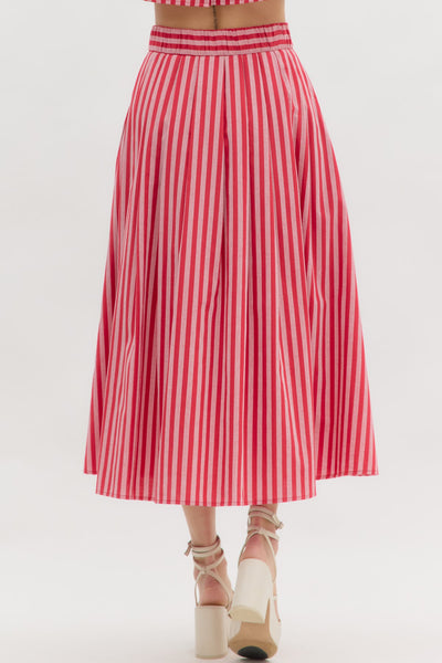 Layla Midi Skirt & Top Set - Red