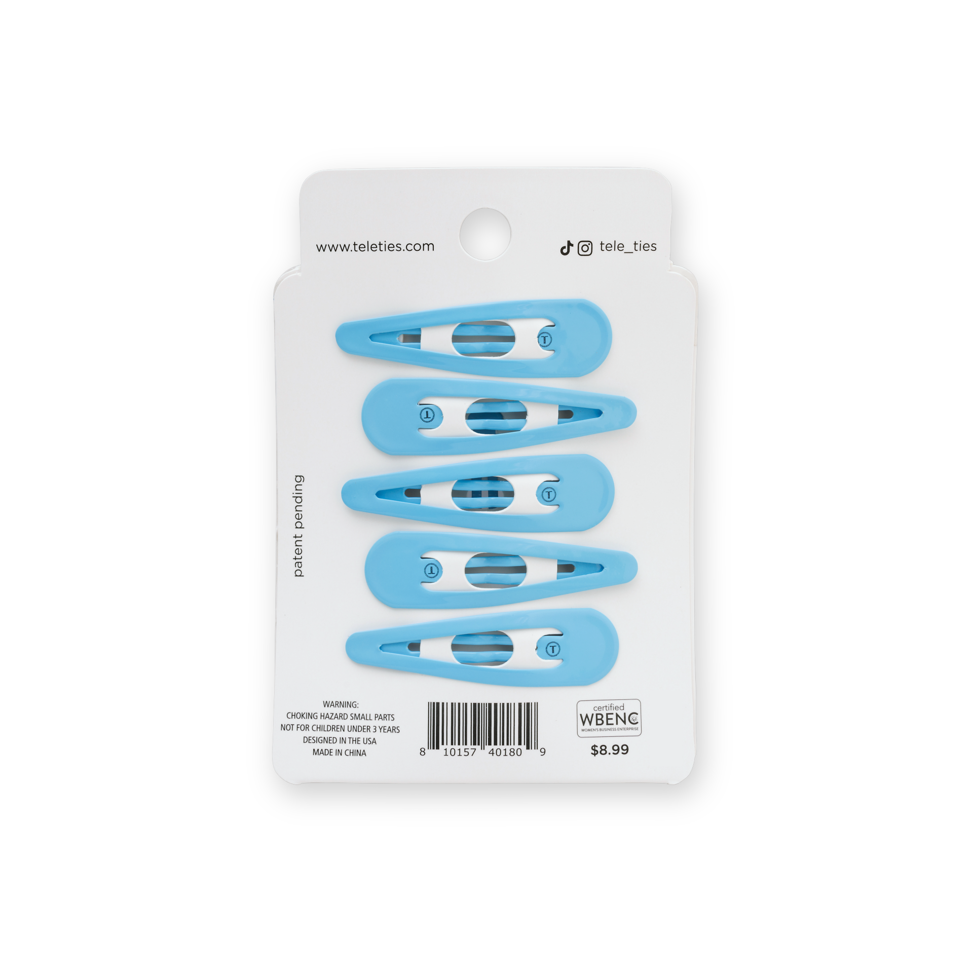 TELETIES - Snap Clip - Hampton Bay - 6 Count