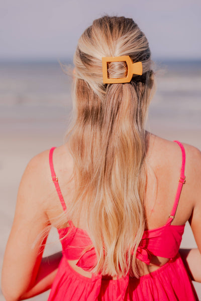 TELETIES - Square Flat Hair Clip - Mango for it! - Small