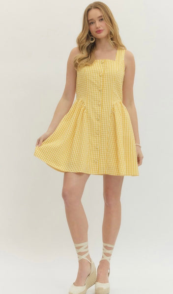 Nevaeh Gingham Dress - Yellow